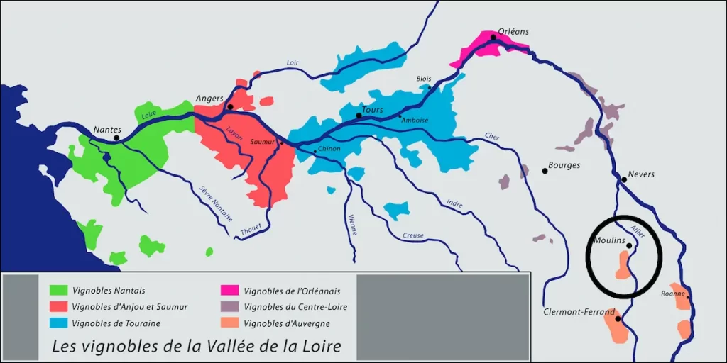 ロワールのワイン産地の地図