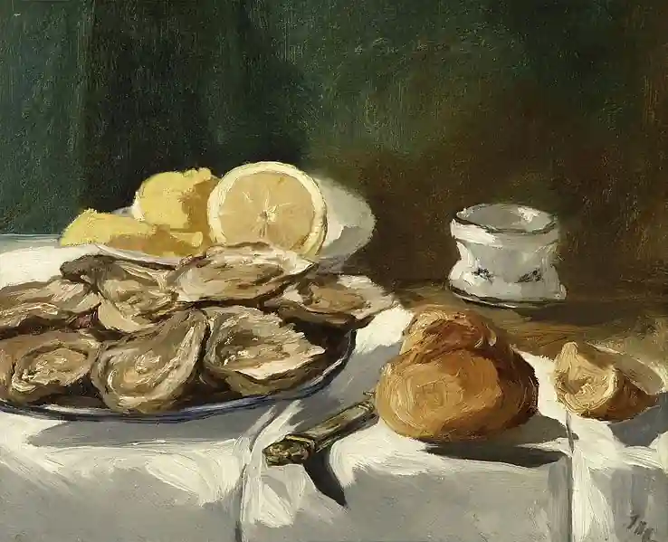 エドゥアール・マネの、かき牡蠣とレモンの静物画、1862年の作品